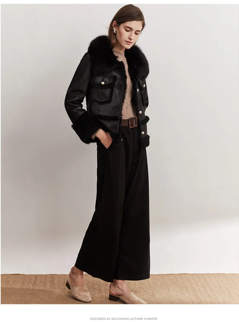 Luxe LSS Rabbit Leather Fur Coat