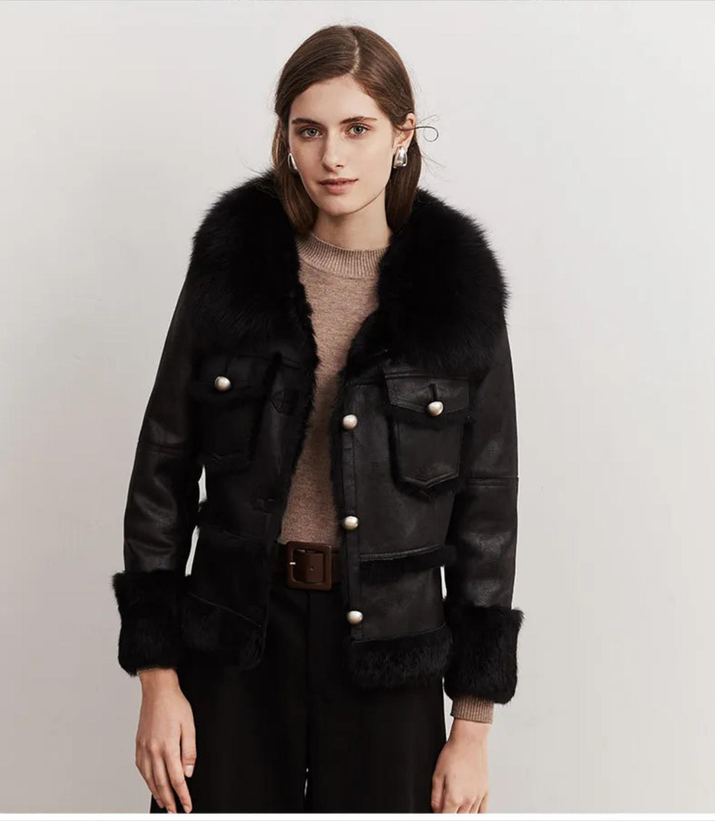 Luxe LSS Rabbit Leather Fur Coat