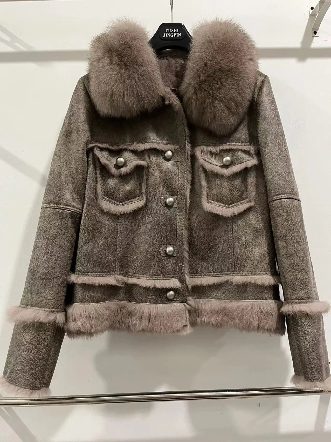 Luxe LSS Rabbit Leather Fur Coat