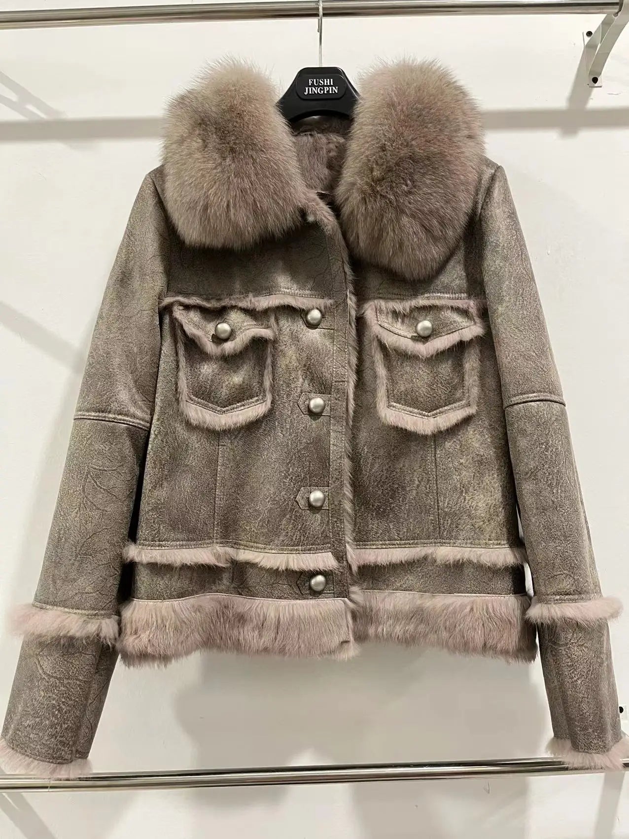 Luxe LSS Rabbit Leather Fur Coat