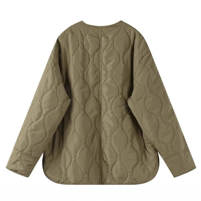 Luxe LSS Loose Round Neck Women's Quilted Jacket