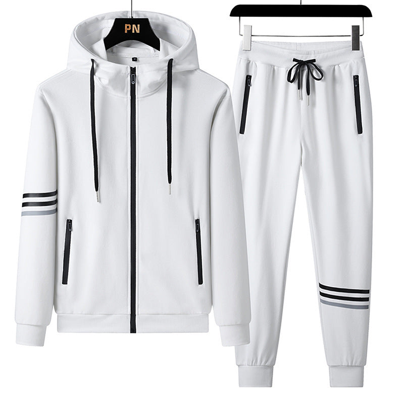 MCZO Men's Casual Sports Pure Cotton Hooded Sweater Trousers Two-piece Set