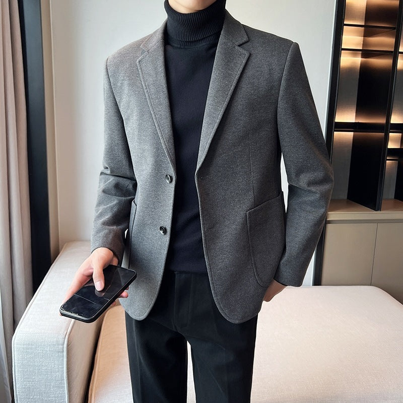 Man Cave Zon Mature Woolen Blazer Thick Woolen Coat Leisure Suit