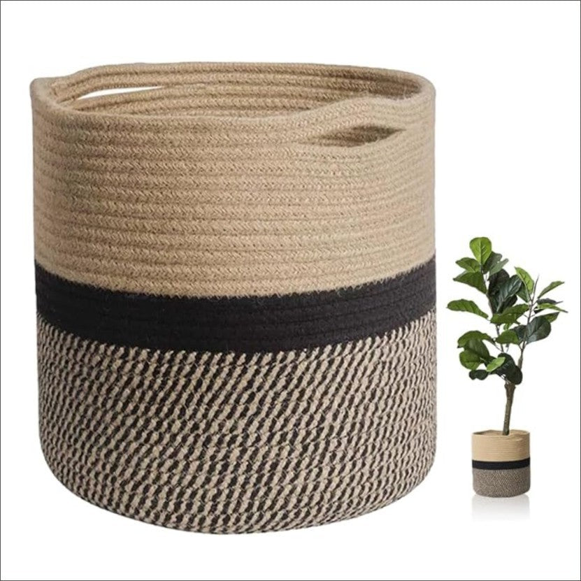 Home Rock Cotton Rope Storage Basket Hamper Large Basket Wicker Laundry Baskets Laundry Woven Basket Woven Storage Basket Cotton Woven Toy Basket Desktop Picnic Basket Office