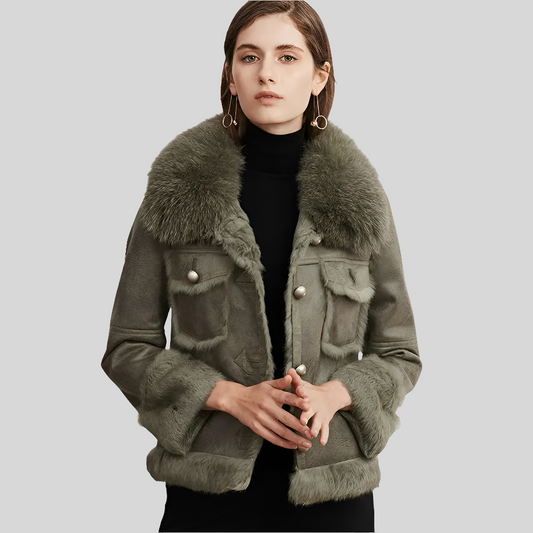 Luxe LSS Rabbit Leather Fur Coat