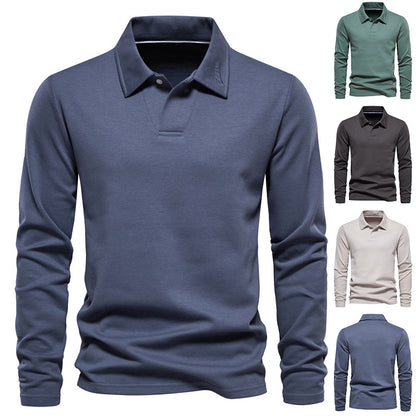 Man Cave Fashion Lapel Long-sleeved Polo Shirt