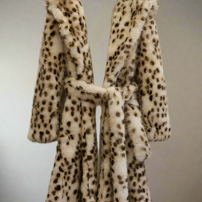 Luxe LSS Leopard Print Hooded Toka Velvet Trench Coat