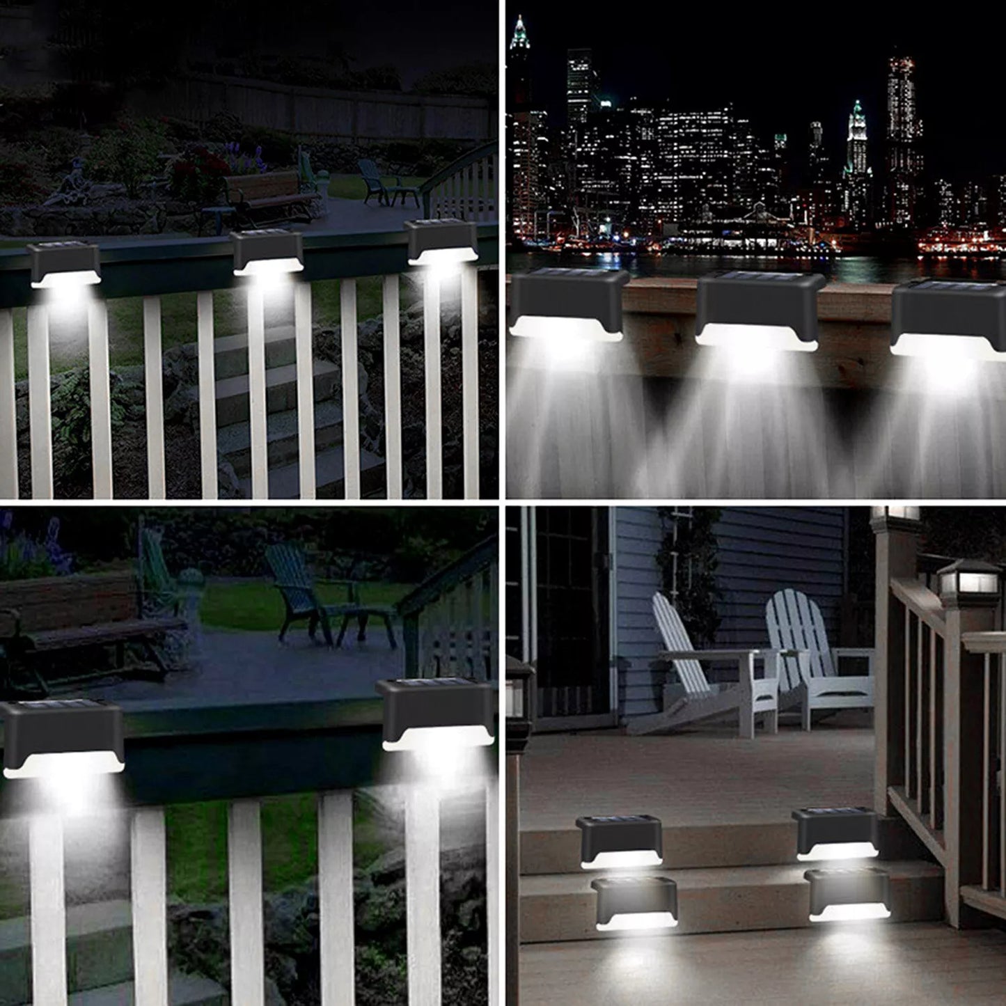 HomeRock 4 Solar LED Bright Deck Lights Outdoor Garden Patio Railing Decks Path Lighting Outdoor Garden Light Deck Lamp Solar Stairs Light