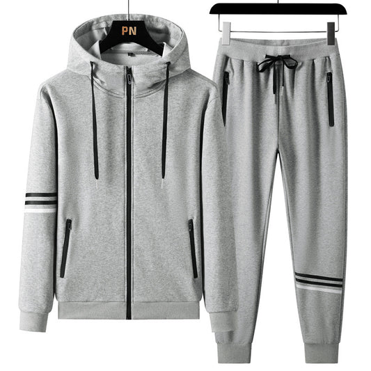 MCZO Men's Casual Sports Pure Cotton Hooded Sweater Trousers Two-piece Set