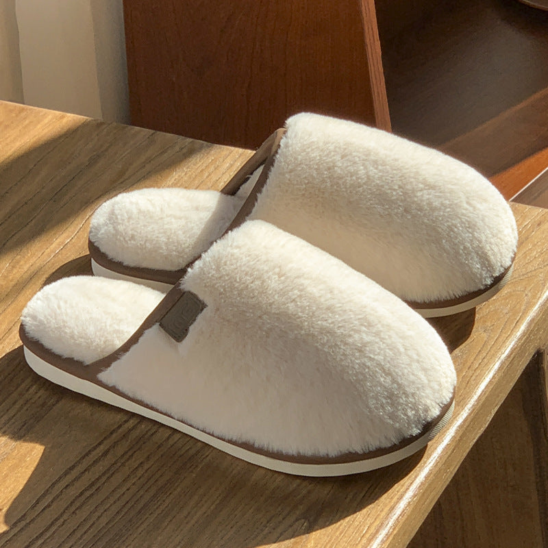 Man Cave X Luxe LSS Winter Plush Slippers Warm Solid House Shoes Non-slip Bedroom Floor Home Slipper For Women Men