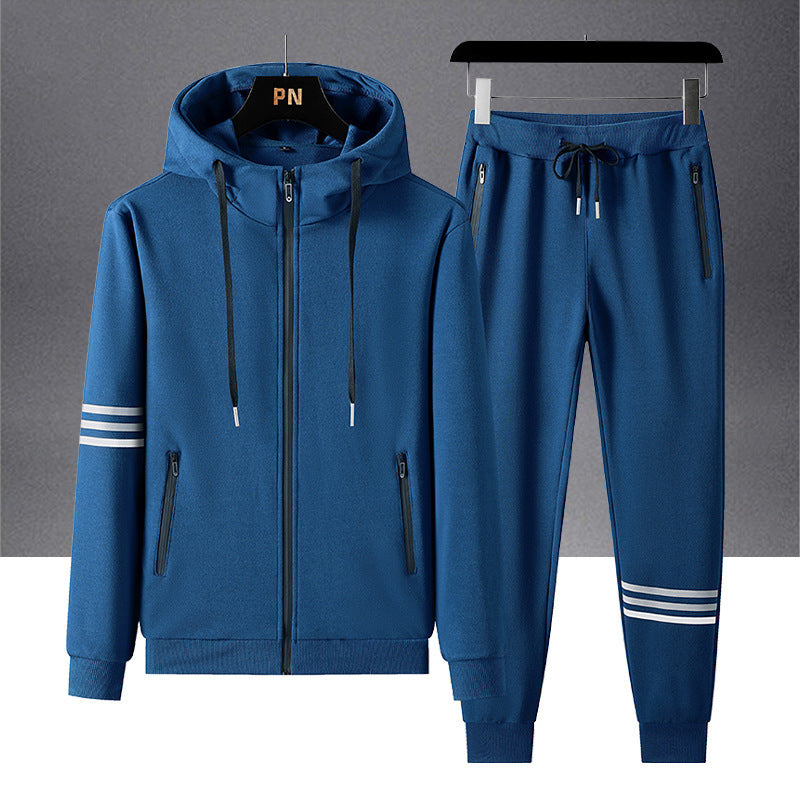 MCZO Men's Casual Sports Pure Cotton Hooded Sweater Trousers Two-piece Set