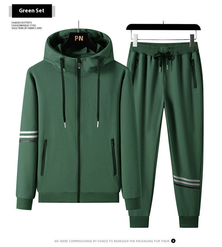 MCZO Men's Casual Sports Pure Cotton Hooded Sweater Trousers Two-piece Set